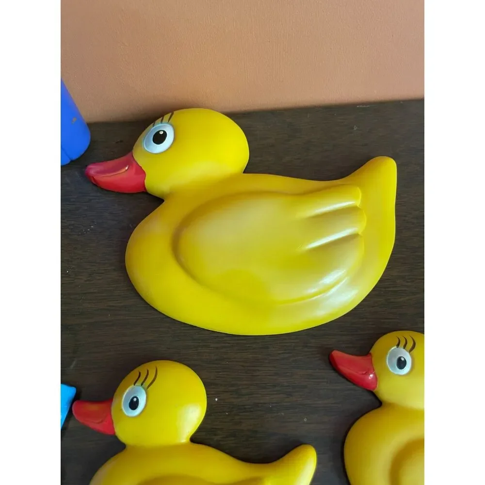 Vintage Yellow Duck Bathroom Decor Set Shower Curtain Hooks Wall Decor 14 Pc